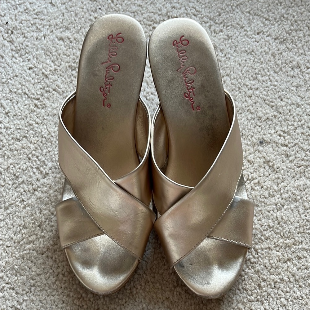 Lilly Pulitzer Gold Heels 6